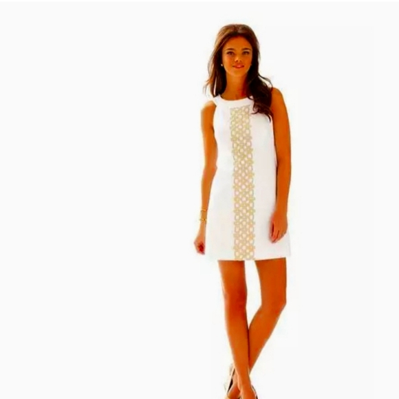 Lilly Pulitzer Dresses & Skirts - Lilly Pulitzer Jacqueline White Gold Metallic Shift Mini Dress
